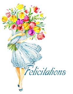 Gif animé félicitations bouquet de fleurs